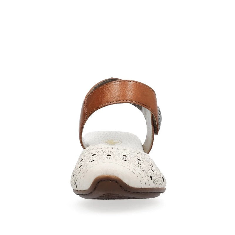 Rieker Summer Beige – Eleganti sieviešu puszābaki ar vaļēju papēdi