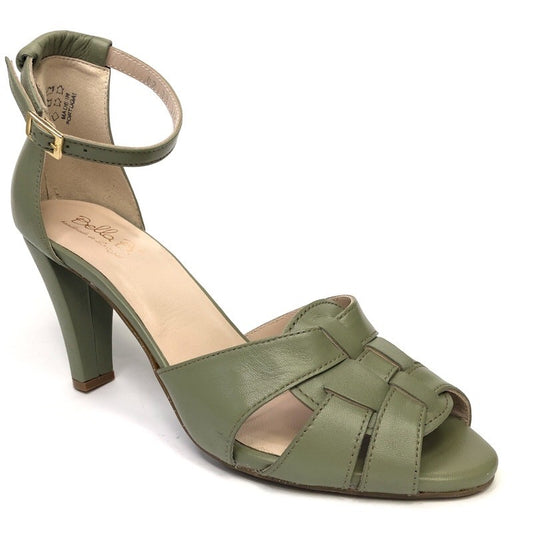 Bella B. Olive Green – Portugāļu roku darba ādas sandales