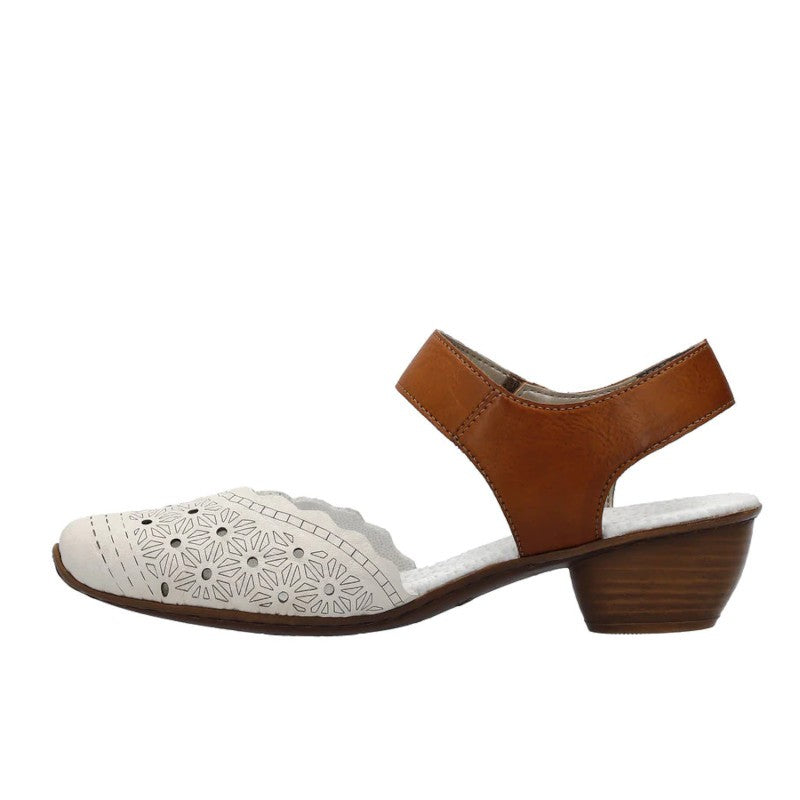 Rieker Summer Beige – Eleganti sieviešu puszābaki ar vaļēju papēdi