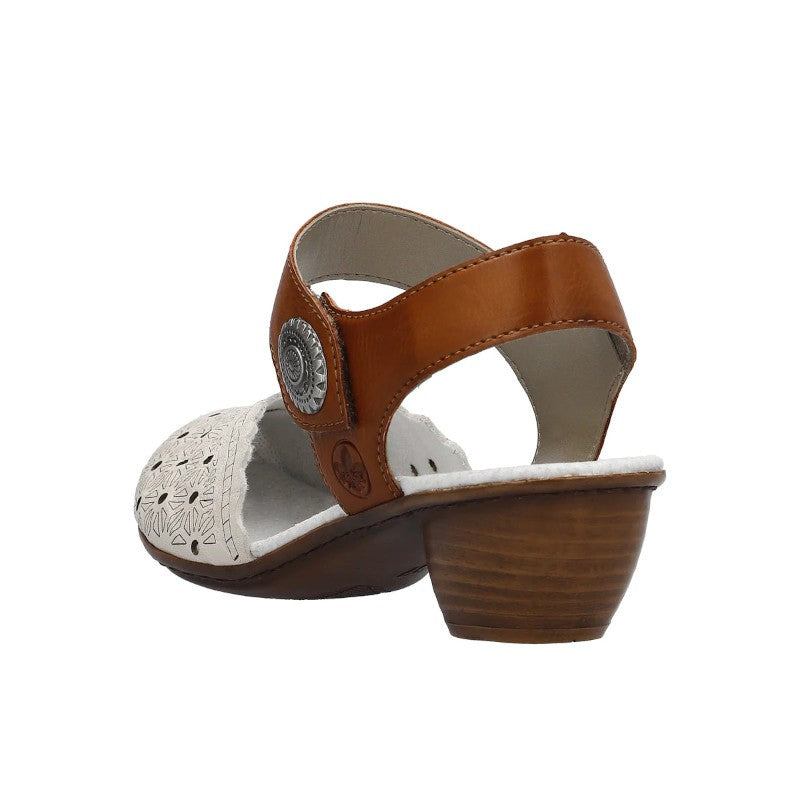 Rieker Summer Beige – Eleganti sieviešu puszābaki ar vaļēju papēdi