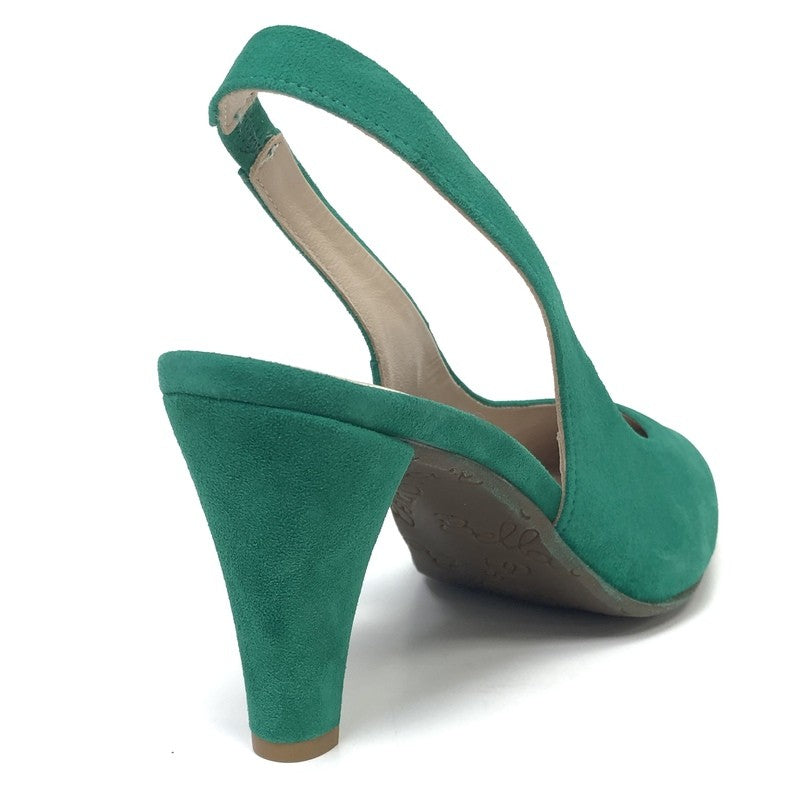 Bella b. Forest Green – Eleganti zamšādas apavi ar vaļēju papēdi