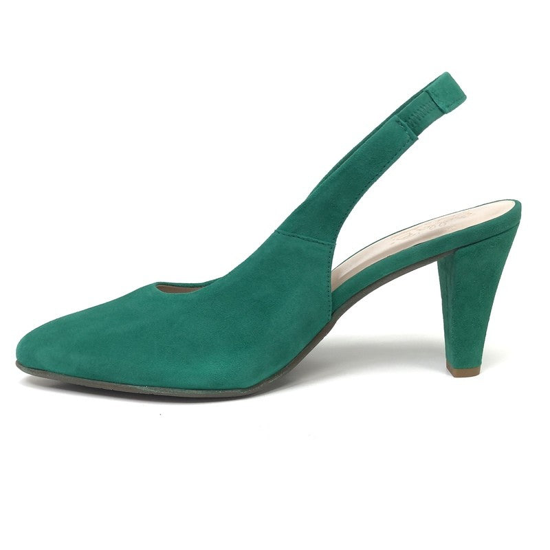 Bella b. Forest Green – Eleganti zamšādas apavi ar vaļēju papēdi