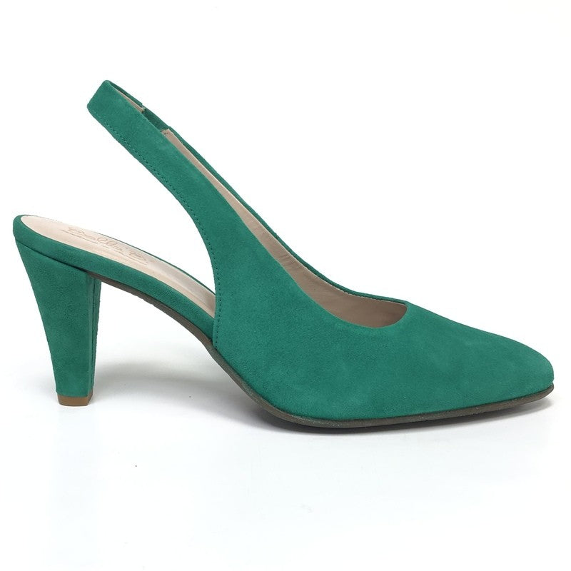 Bella b. Forest Green – Eleganti zamšādas apavi ar vaļēju papēdi
