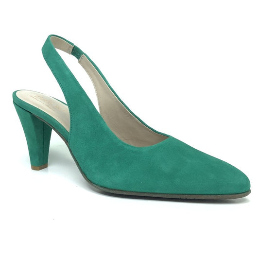 Bella b. Forest Green – Eleganti zamšādas apavi ar vaļēju papēdi