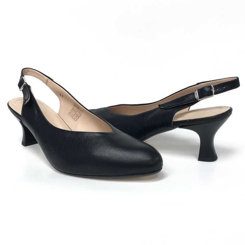 Piesanto Black Slingback – Klasiskas ādas kurpes ar vaļēju papēdi