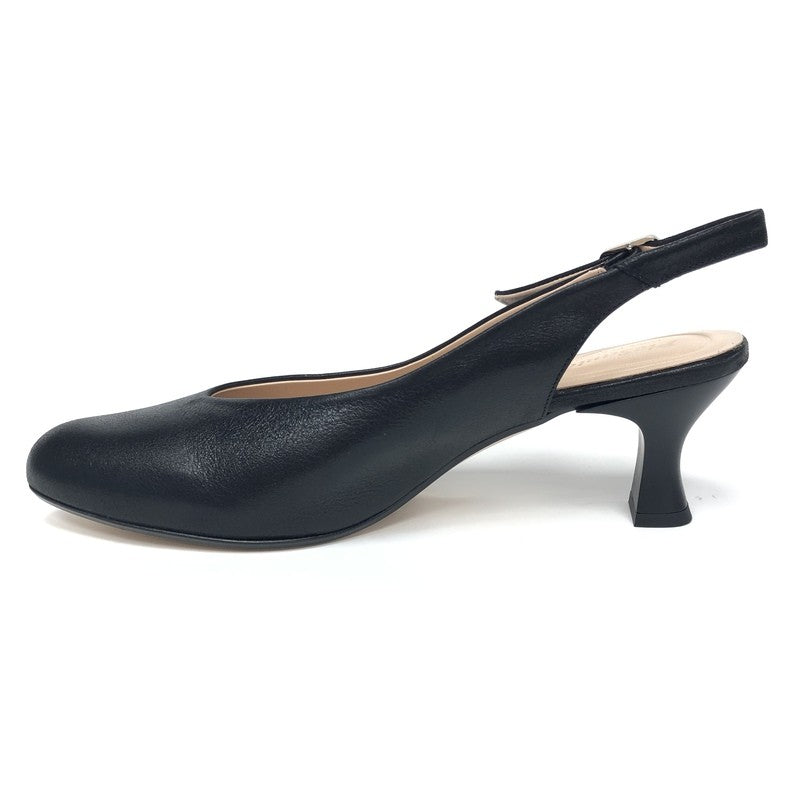 Piesanto Black Slingback – Klasiskas ādas kurpes ar vaļēju papēdi