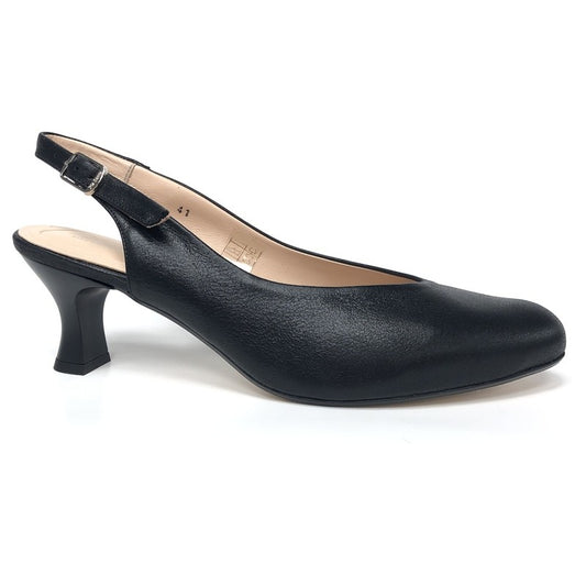 Piesanto Black Slingback – Klasiskas ādas kurpes ar vaļēju papēdi
