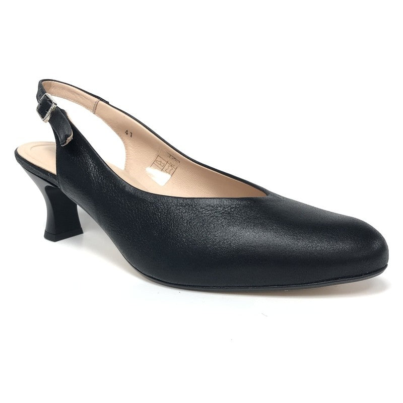 Piesanto Black Slingback – Klasiskas ādas kurpes ar vaļēju papēdi