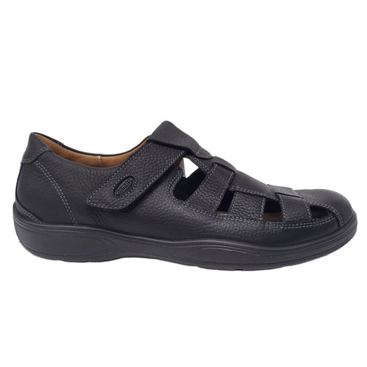 Мужские летние кожаные туфли с перфорацией Jomos 418419 Black (полнота K - Extra Wide)
