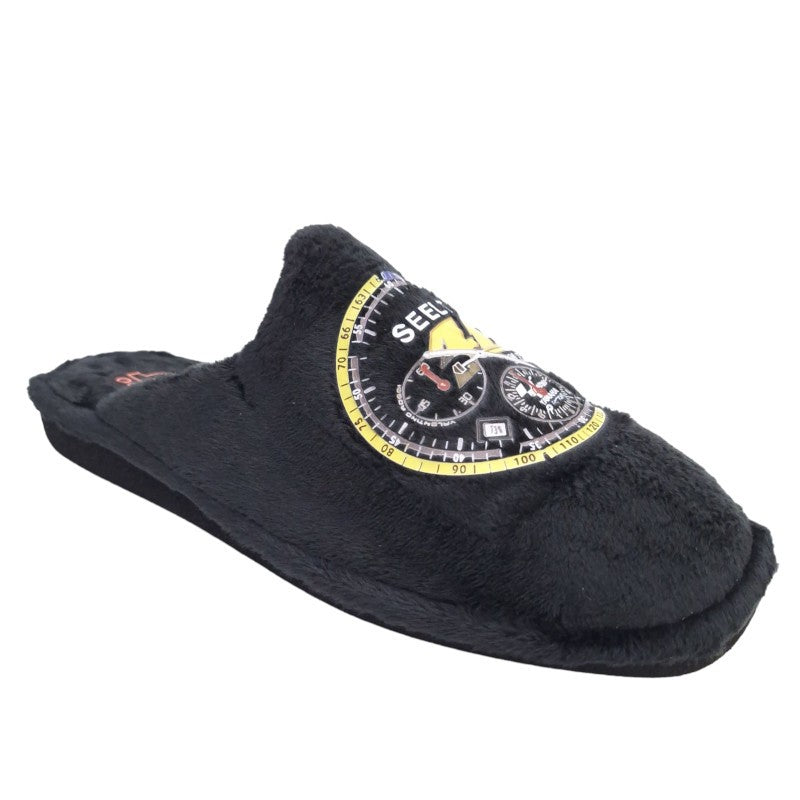 Berevere Comfort Black – Vīriešu liela izmēra mājas čības